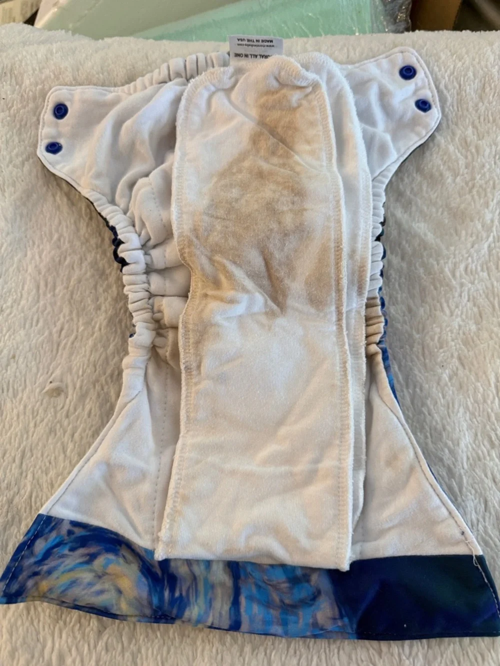 5/$25 Reusable Kids Adjustable Cloth Diaper in Blue & Yellow Swirl